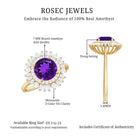 Rosec Jewels-Natural 1.2 Carat Amethyst Statement Engagement Ring with Moissanite Double Halo