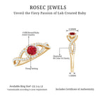 Criss Cross Shank Created Ruby and Diamond Halo Engagement Ring AAAA - Rosec Jewels