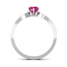 1 CT Six Prong Set Pink Tourmaline Engagement Ring with Diamond Side Stones AAA - Rosec Jewels