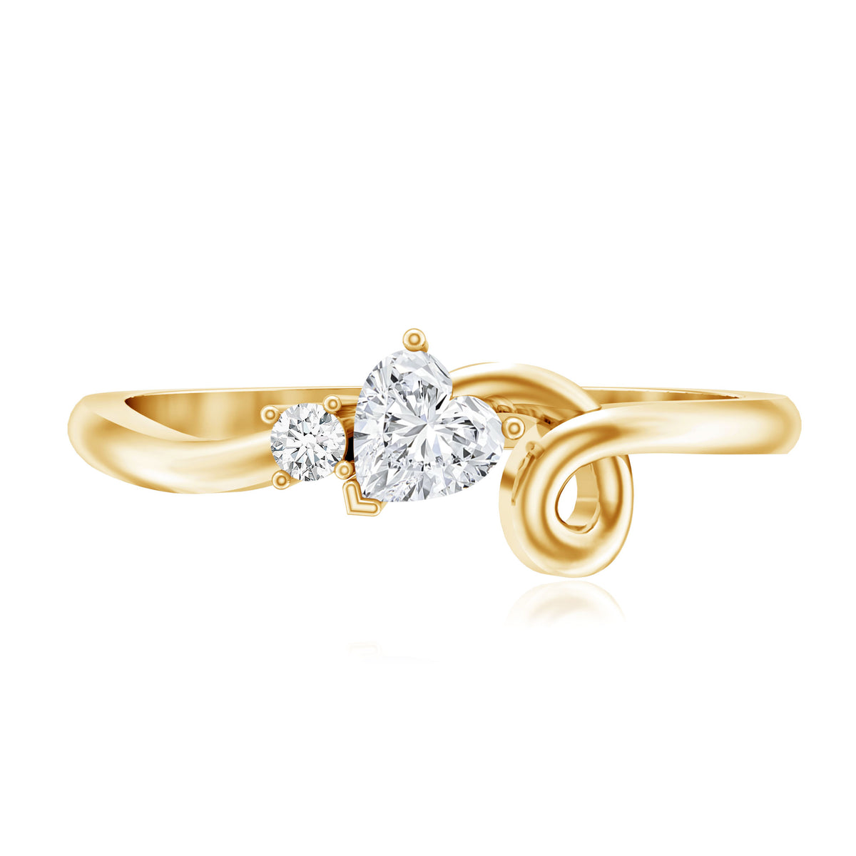 Real Emerald and Diamond Heart Promise Ring with Twisted Shank AAA - Rosec Jewels