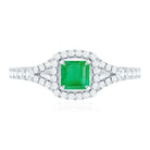 Princess Cut Emerald Engagement Ring with Diamond Split Shank AAA - Rosec Jewels