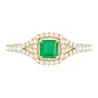 Princess Cut Emerald Engagement Ring with Diamond Split Shank AAA - Rosec Jewels