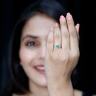 Rosec Jewels-Real Emerald and Diamond Flower Engagement Ring with Split Shank