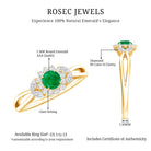 Rosec Jewels-Real Emerald and Diamond Flower Engagement Ring with Split Shank