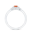 Rosec Jewels-Fire Opal and Diamond Flower Engagement Ring with Split Shank