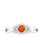 Rosec Jewels-Fire Opal and Diamond Flower Engagement Ring with Split Shank