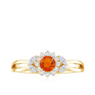 Rosec Jewels-Fire Opal and Diamond Flower Engagement Ring with Split Shank