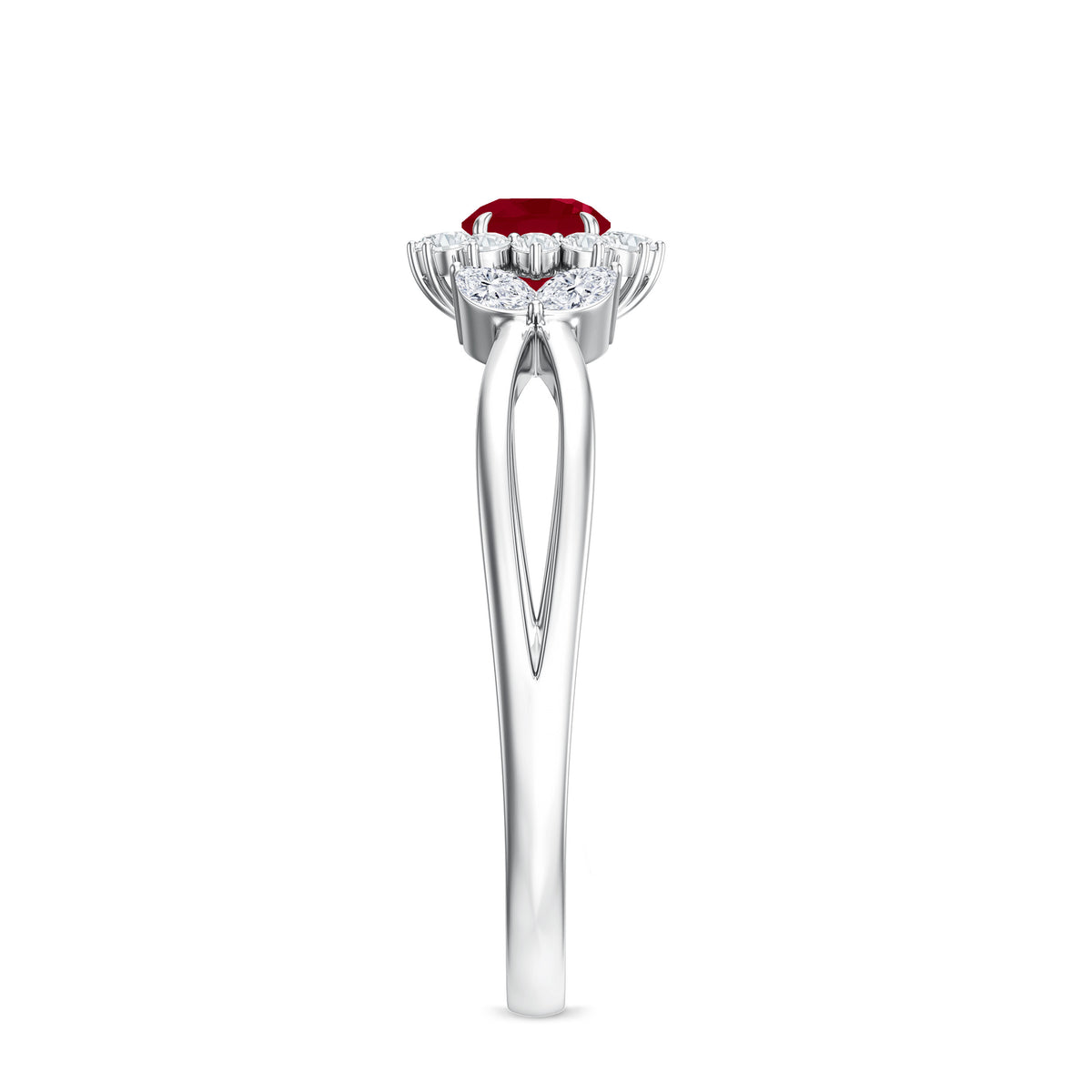 Nature Inspired Ruby Engagement Ring with Diamond for Women AAA - Rosec Jewels