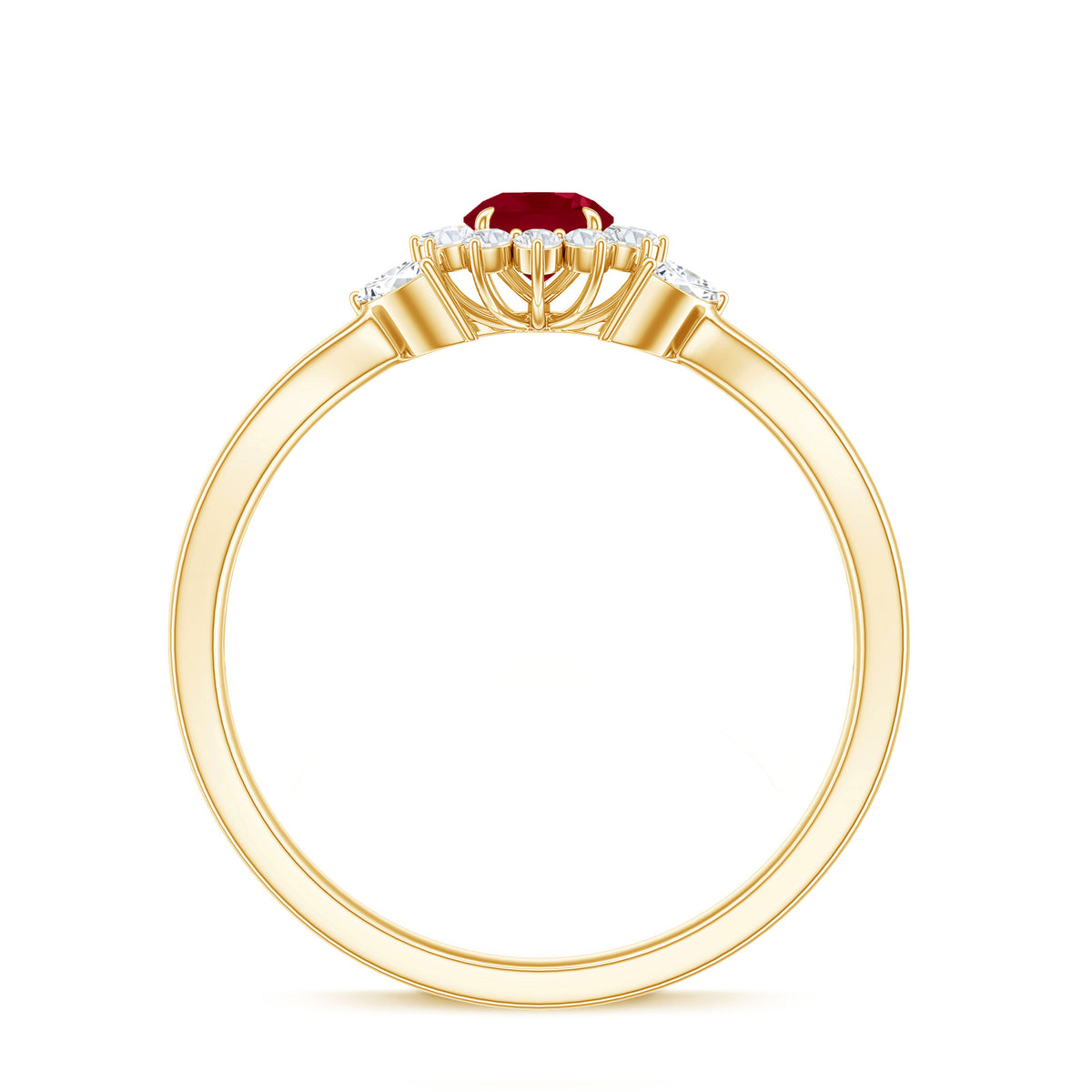 Nature Inspired Ruby Engagement Ring with Diamond for Women AAA - Rosec Jewels