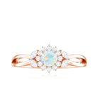 Certified Opalescent Diamond Flower Engagement Ring with Natural Diamonds AAA - Rosec Jewels