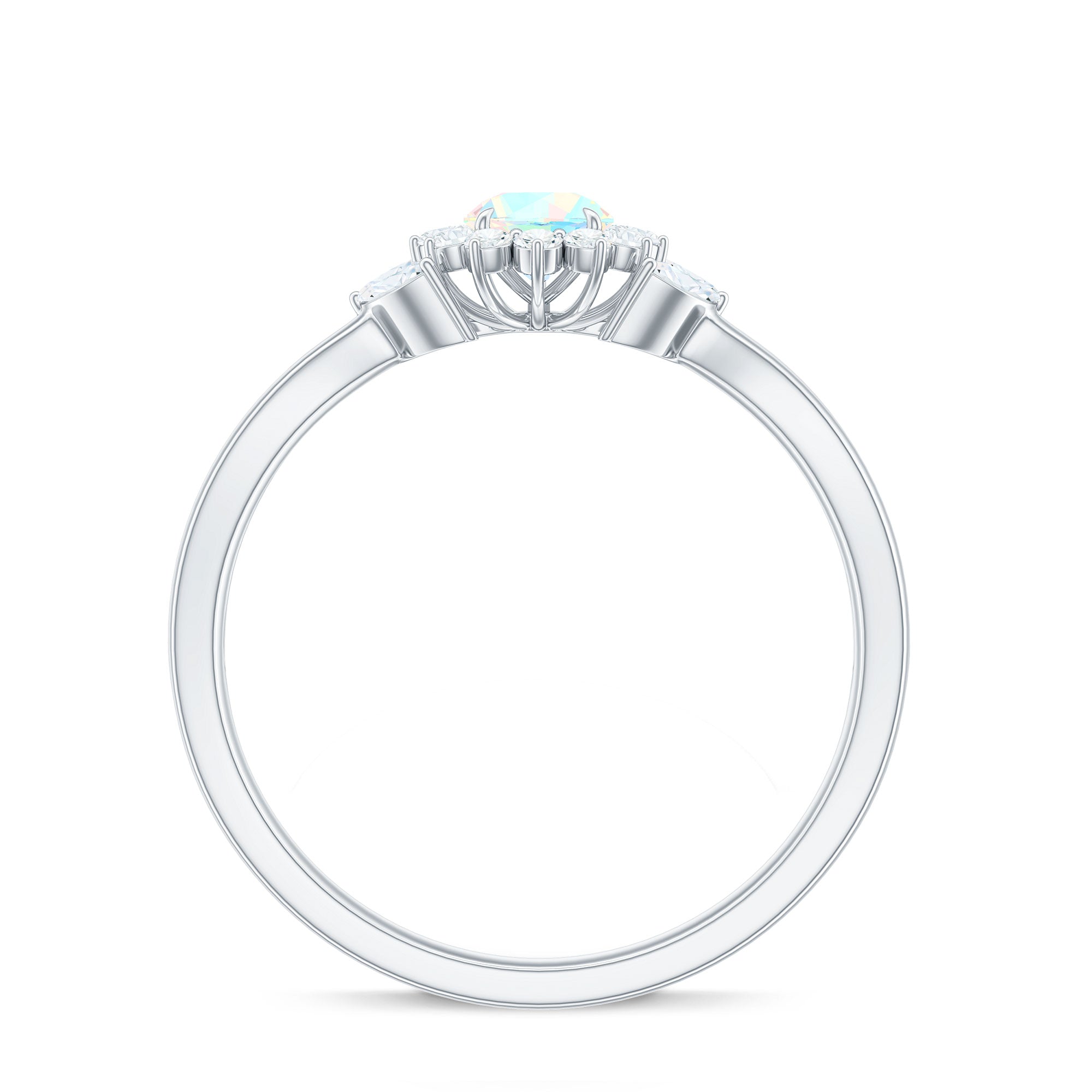 Certified Opalescent Diamond Flower Engagement Ring with Natural Diamonds AAA - Rosec Jewels