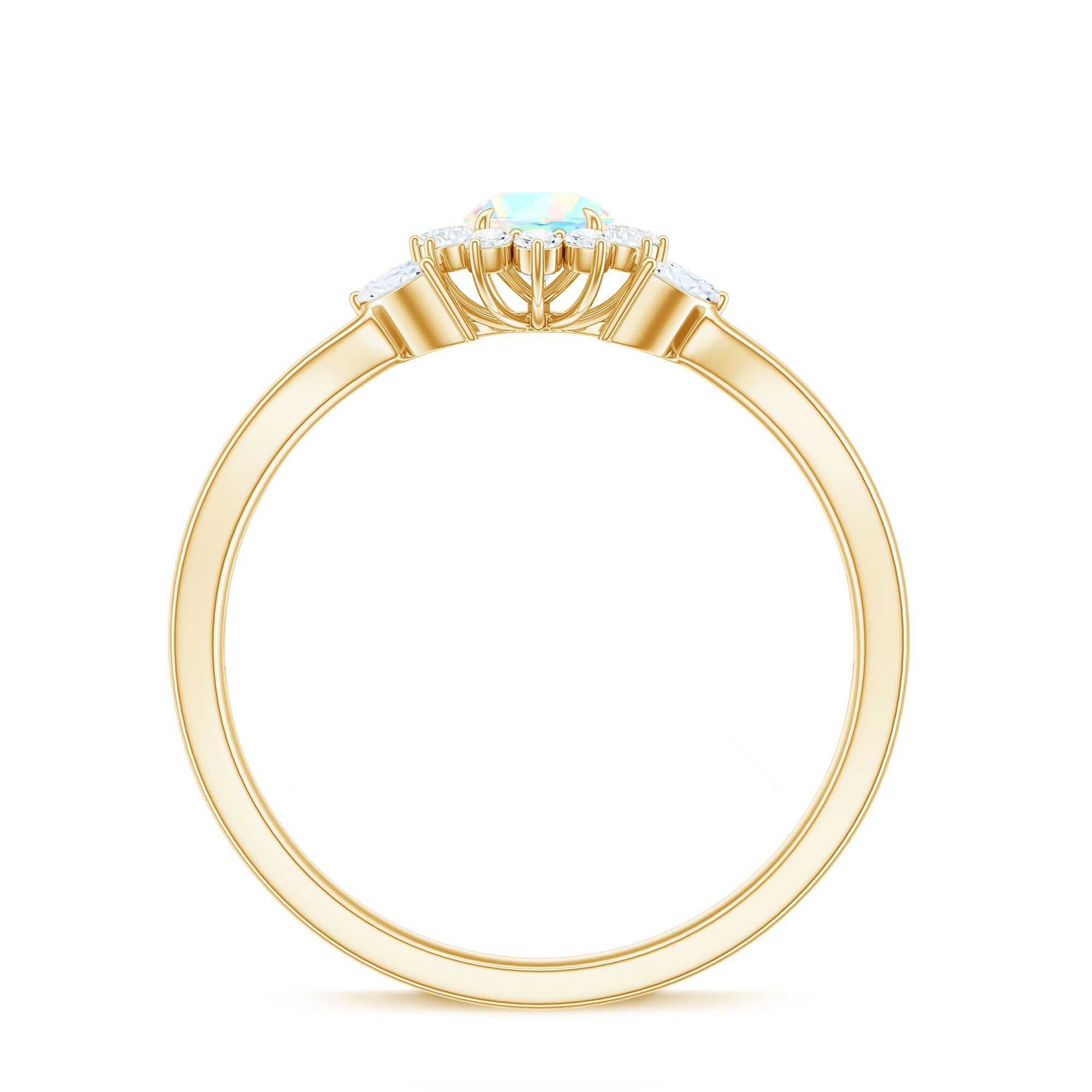 Certified Opalescent Diamond Flower Engagement Ring with Natural Diamonds AAA - Rosec Jewels