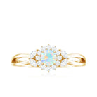 Certified Opalescent Diamond Flower Engagement Ring with Natural Diamonds AAA - Rosec Jewels