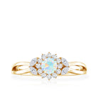 Certified Opalescent Diamond Flower Engagement Ring with Natural Diamonds AAA - Rosec Jewels