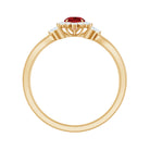Lab Ruby and Diamond Flower Engagement Ring in Split Shank AAAA - Rosec Jewels