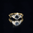 5mm London Blue Topaz Floral Engagement Ring with Diamond AAA - Rosec Jewels