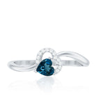 Natural London Blue Topaz Heart Promise Ring with Diamond AAA - Rosec Jewels