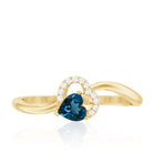 Natural London Blue Topaz Heart Promise Ring with Diamond AAA - Rosec Jewels