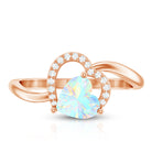 1/4 CT Ethiopian Opal Heart Promise Ring with Diamond AAA - Rosec Jewels