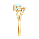 1/4 CT Ethiopian Opal Heart Promise Ring with Diamond AAA - Rosec Jewels