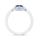 Vintage Inspired Lab Grown Blue Sapphire Engagement Ring with Diamond AAAA - Rosec Jewels