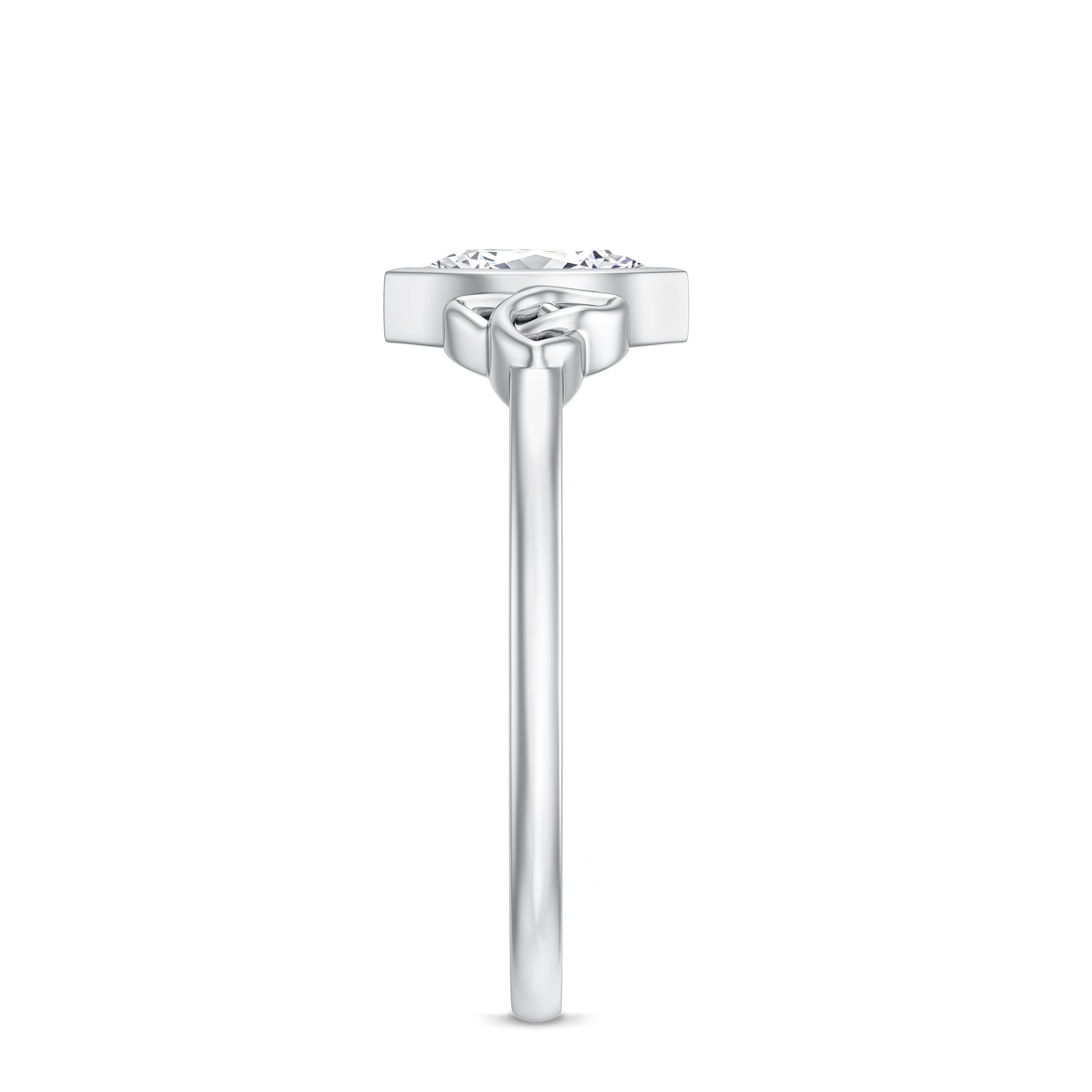 Marquise Cut Moissanite Solitaire Celtic Knot Ring in Bezel Setting D-VS1 - Rosec Jewels