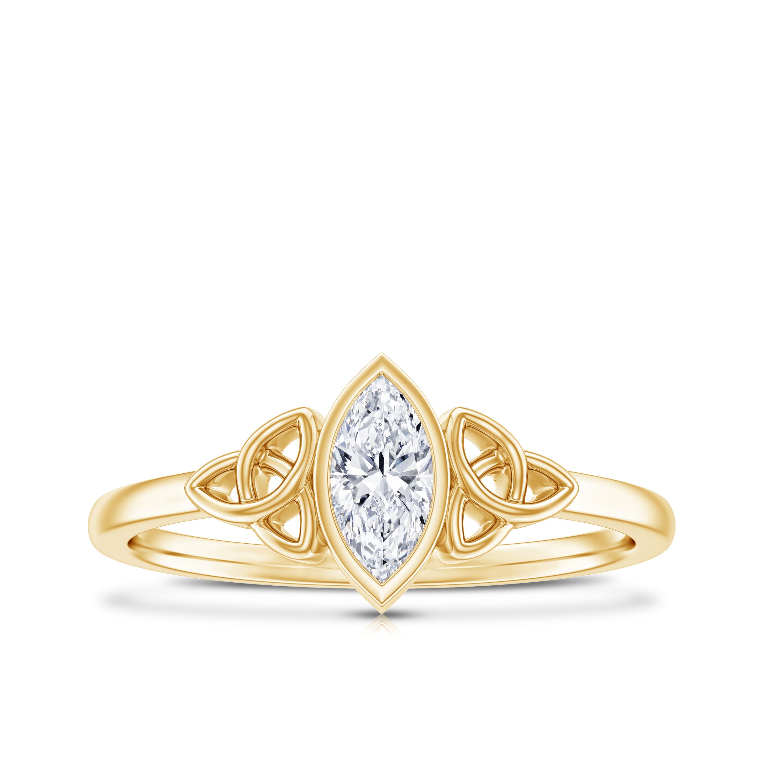 Marquise Cut Moissanite Solitaire Celtic Knot Ring in Bezel Setting D-VS1 - Rosec Jewels