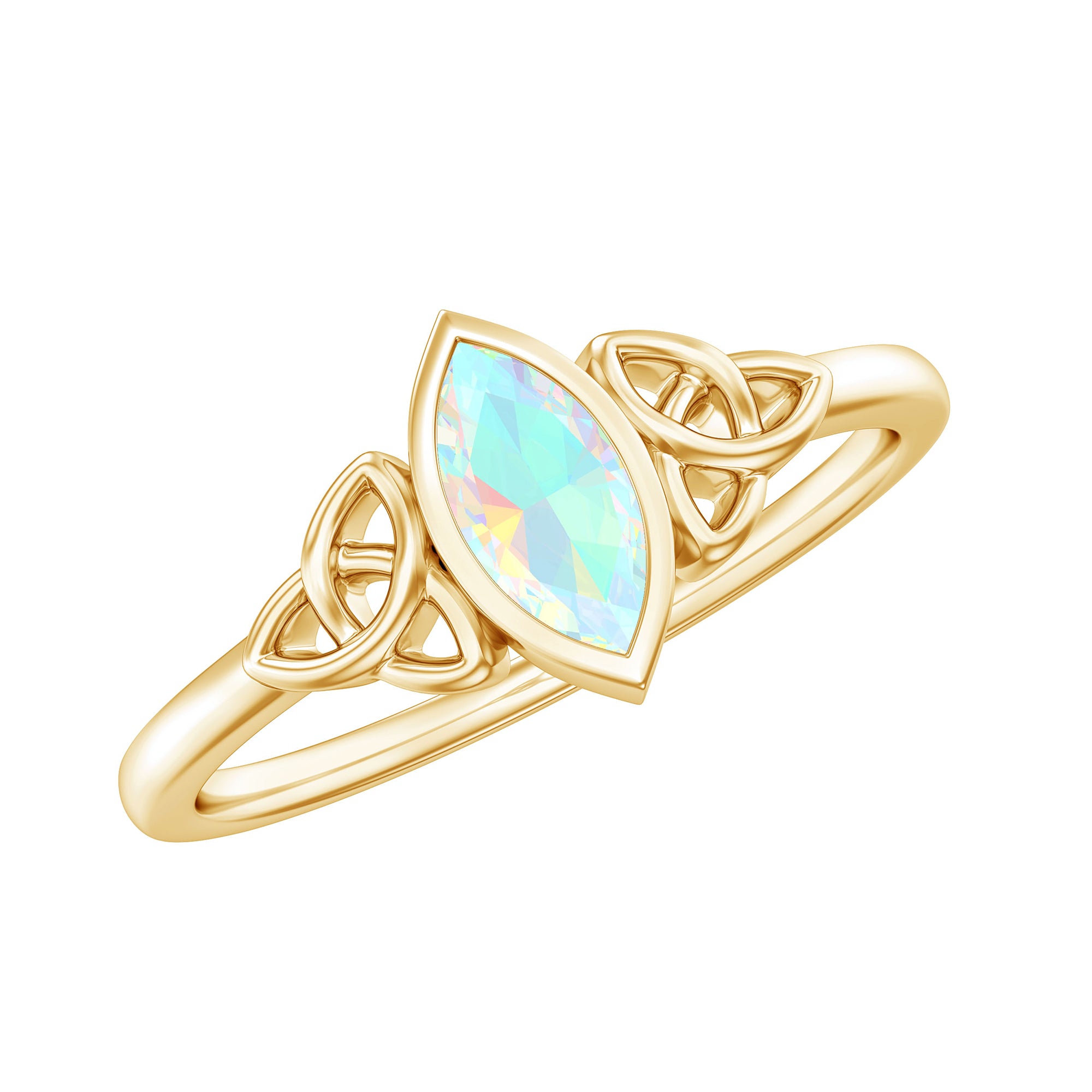 1/2 CT Marquise Cut Ethiopian Opal Solitaire Ring with Celtic Details Ethiopian Opal - ( AAA ) - Quality - Rosec Jewels