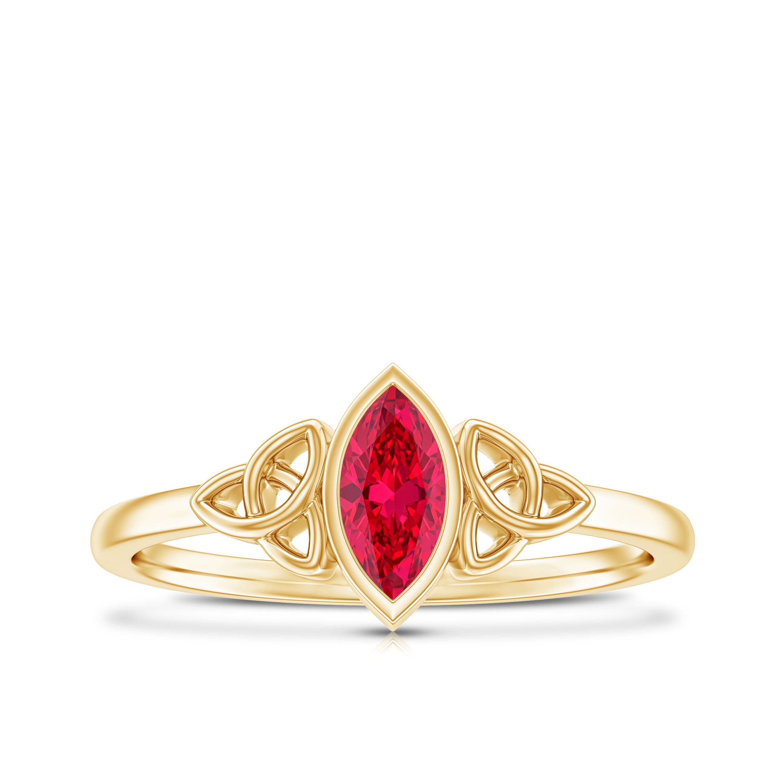 Marquise Cut Solitaire Lab Created Ruby Celtic Engagement Ring AAAA - Rosec Jewels