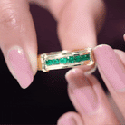 Channel Set Emerald Classic Wide Band Ring Emerald - ( AAA ) - Quality - Rosec Jewels