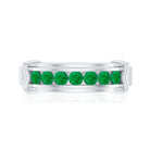 Channel Set Emerald Half Eternity Wedding Band Ring AAA - Rosec Jewels