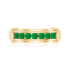 Channel Set Emerald Half Eternity Wedding Band Ring AAA - Rosec Jewels