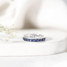 Certified Lab Grown Blue Sapphire Eternity Band Ring in Channel Set AAAA - Rosec Jewels
