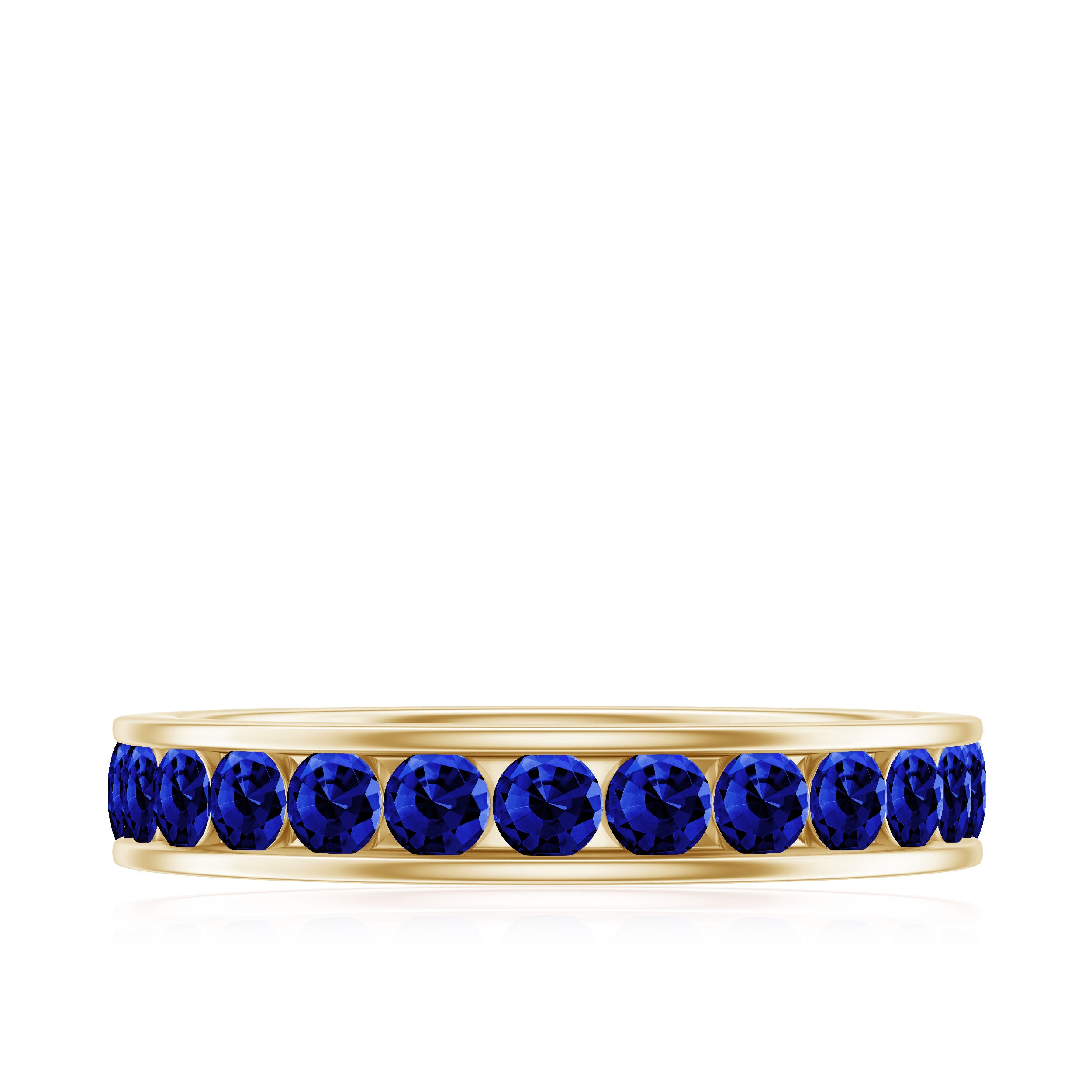 Certified Lab Grown Blue Sapphire Eternity Band Ring in Channel Set AAAA - Rosec Jewels
