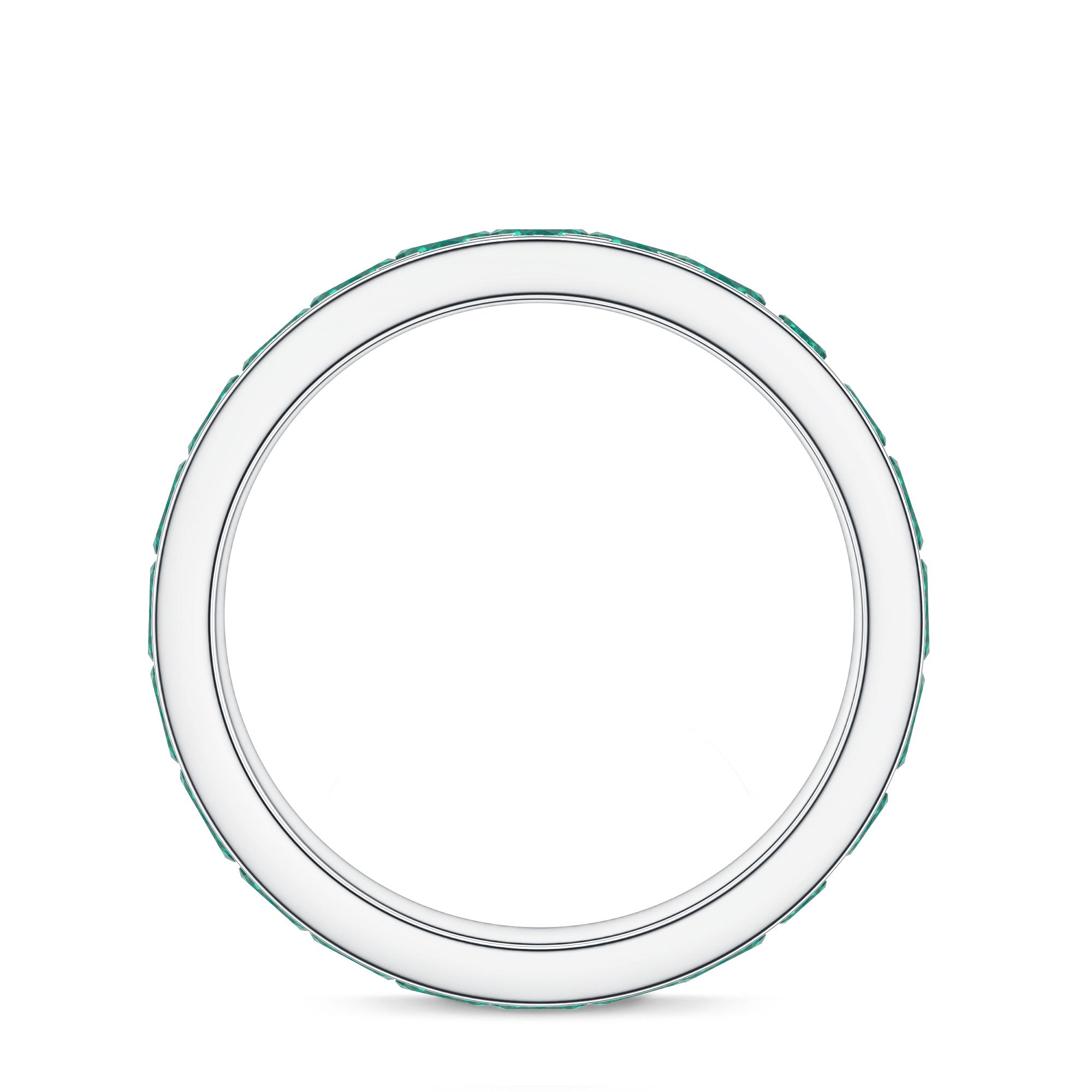 Certified Lab Grown Emerald Wedding Anniversary Ring in Channel Setting AAAA - Rosec Jewels