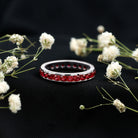 Rosec Jewels-Round Created Ruby Full Eternity Ring in Channel Setting