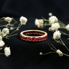 Rosec Jewels-Round Created Ruby Full Eternity Ring in Channel Setting