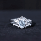 Real Aquamarine Designer Trio Wedding Ring Set with Diamond AAA - Rosec Jewels