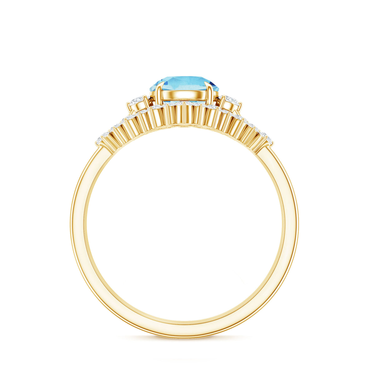 Real Aquamarine Designer Trio Wedding Ring Set with Diamond AAA - Rosec Jewels
