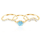 Real Aquamarine Designer Trio Wedding Ring Set with Diamond AAA - Rosec Jewels