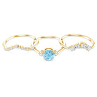 Real Aquamarine Designer Trio Wedding Ring Set with Diamond AAA - Rosec Jewels