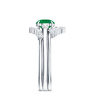 Vintage Inspired 0.4 Carat Emerald Diamond Wedding Bridal Ring Set of 3 AAA - Rosec Jewels