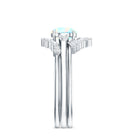 0.8 Carat Natural Ethiopian Rainbow Opal Diamond Wedding Bridal Ring Set of 3 AAA - Rosec Jewels