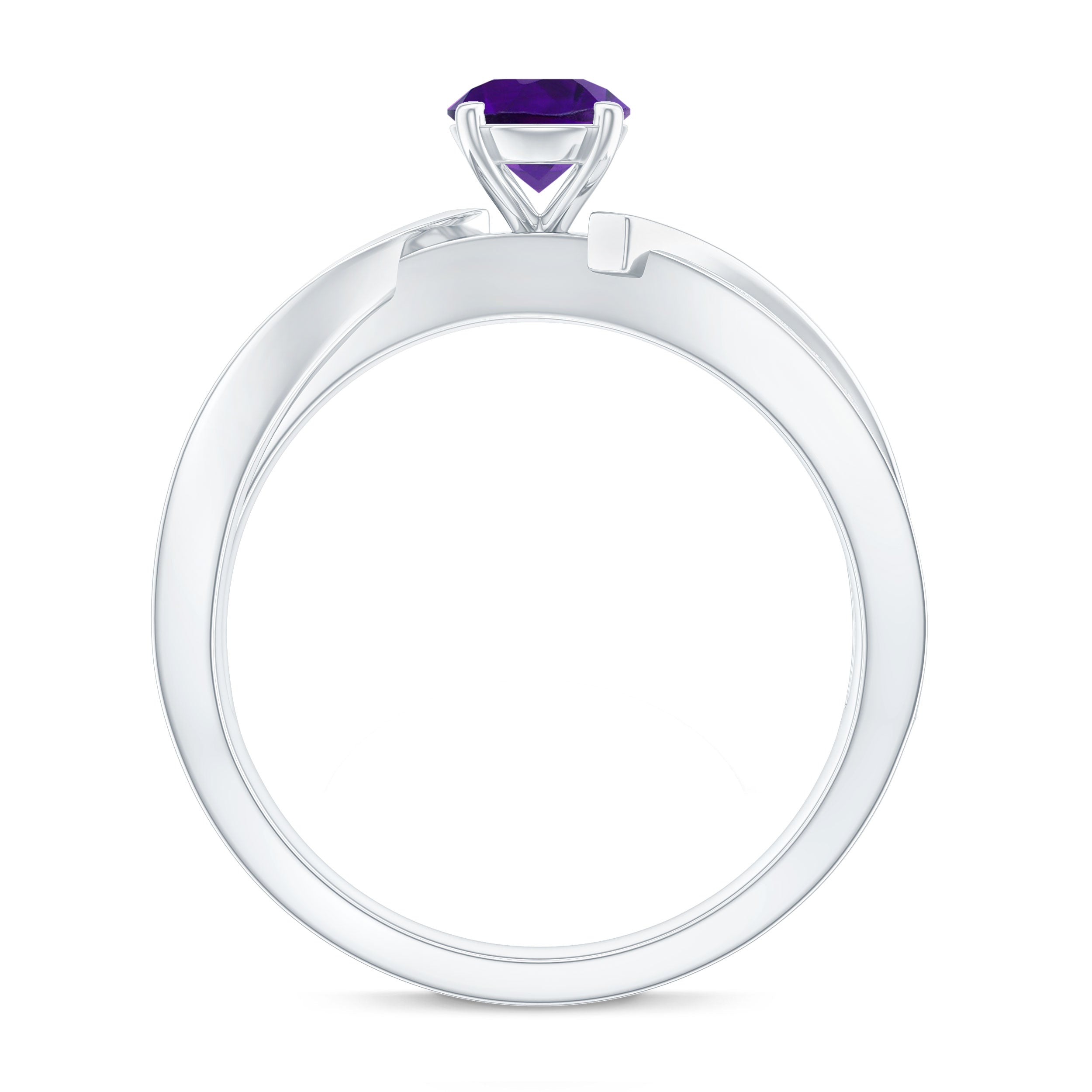 Real Amethyst Engagement Ring with Diamond Infinity Shank AAA - Rosec Jewels