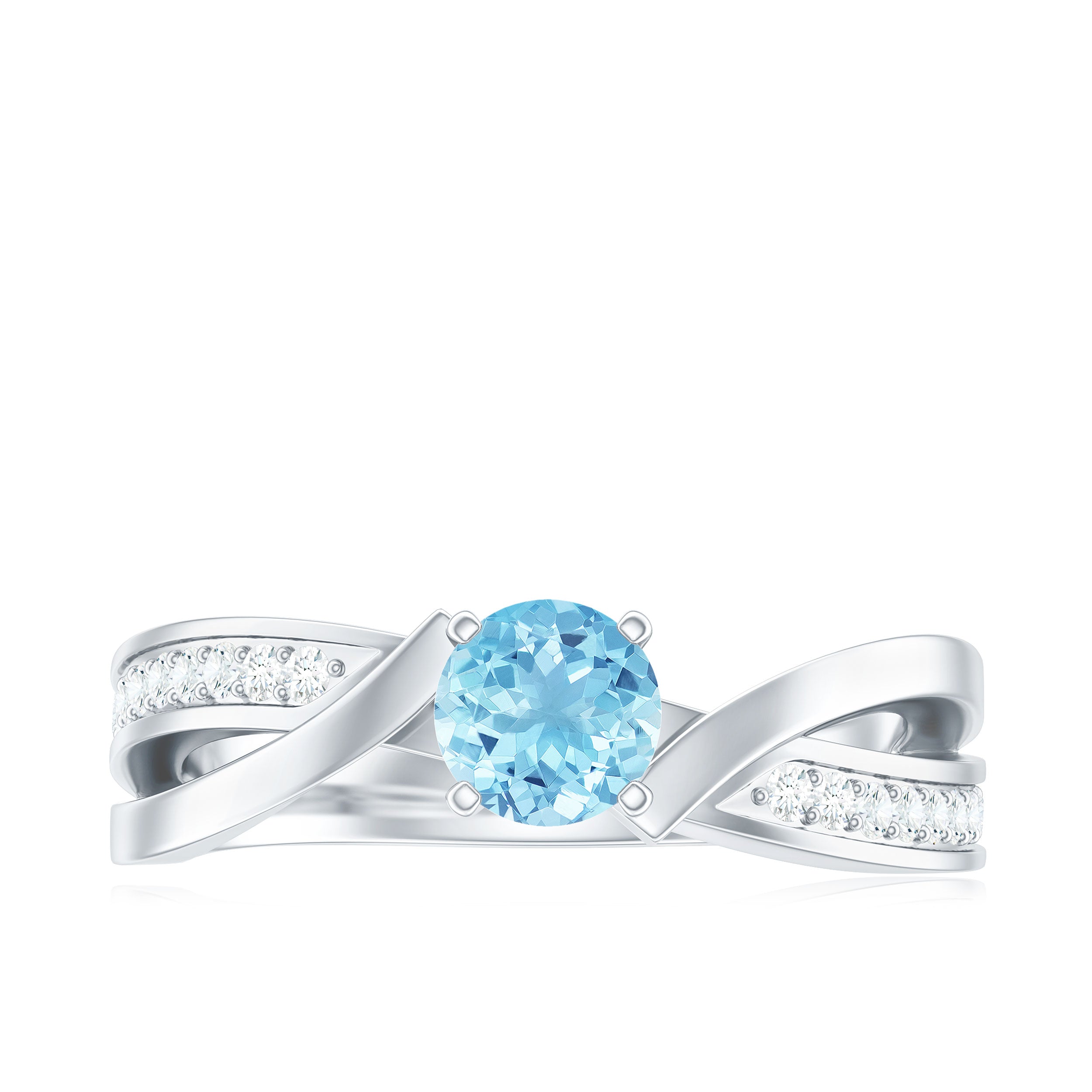 Rosec Jewels-Natural 0.8 Carat Aquamarine and Diamond Infinity Engagement Ring