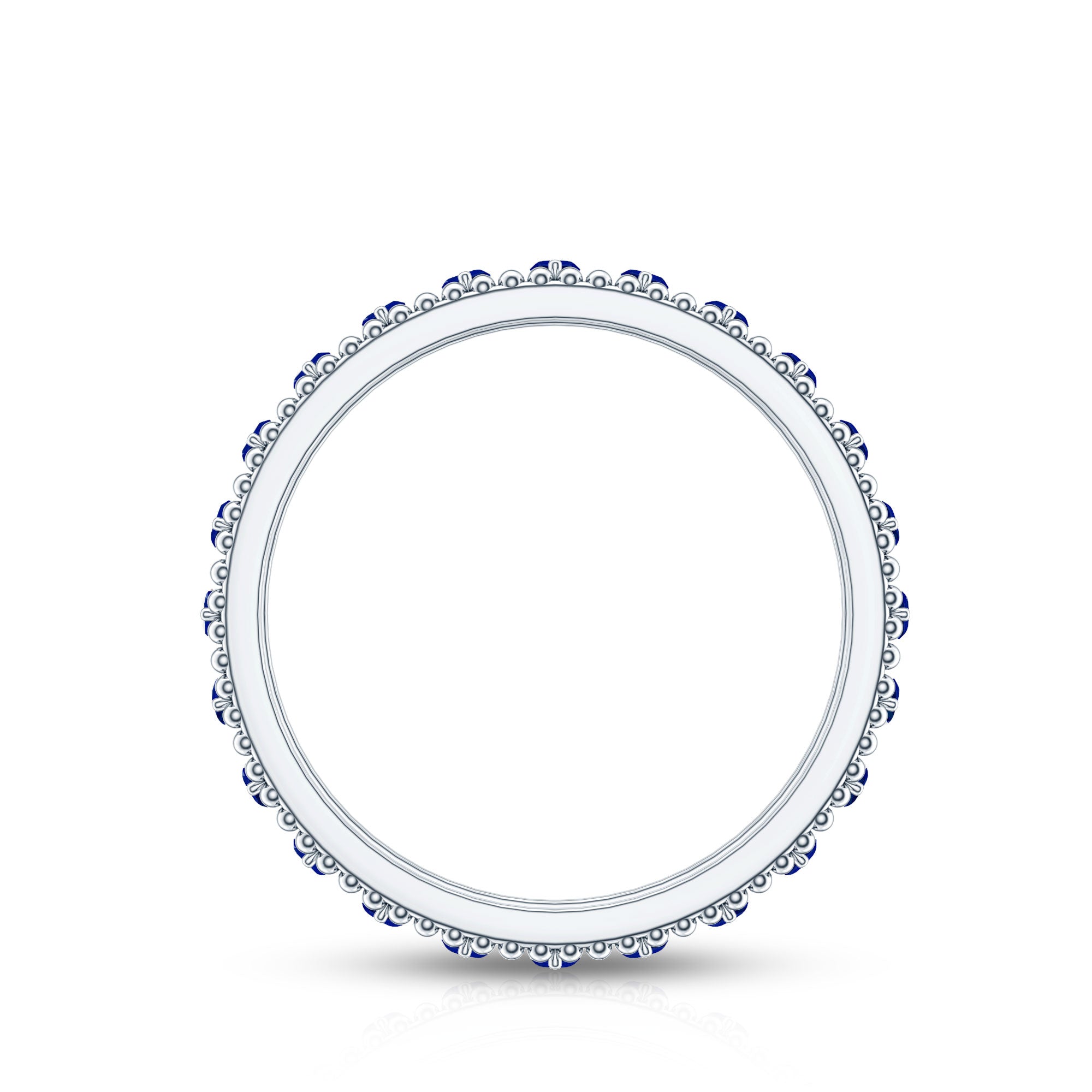 Marquise Cut Created Blue Sapphire Eternity Band with Beaded Detailing AAAA - Rosec Jewels