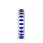 Marquise Cut Created Blue Sapphire Eternity Band with Beaded Detailing AAAA - Rosec Jewels