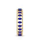 Marquise Cut Created Blue Sapphire Eternity Band with Beaded Detailing AAAA - Rosec Jewels