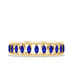 Marquise Cut Created Blue Sapphire Eternity Band with Beaded Detailing AAAA - Rosec Jewels
