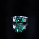 Rosec Jewels-Certified Lab Grown Emerald Moissanite 3 Stone Engagement Ring